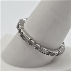 925 Sterling Silver Round & Baguette CZ Eternity Stacking Ring Band Size 10.25